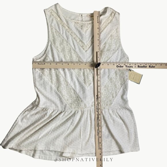 NWT Meadow Rue Anthropologie Lace Peplum Sleeveless Top | Sz Medium | White - Picture 13 of 14